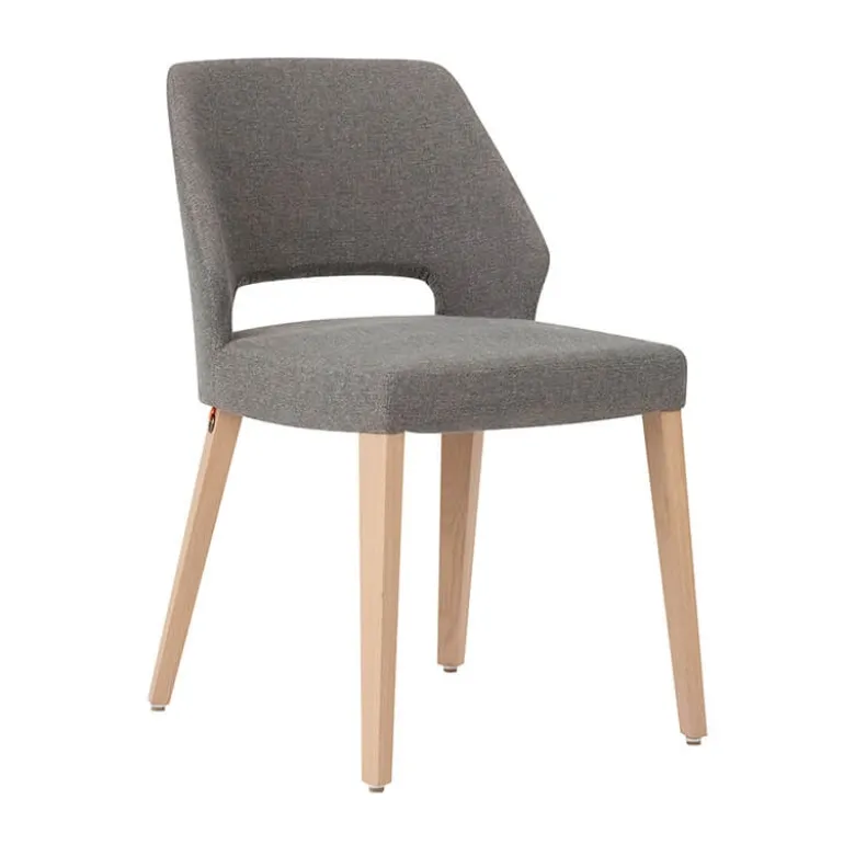 Lena Mobitec® Chaise ajourée en tissu et pieds bois style moderne