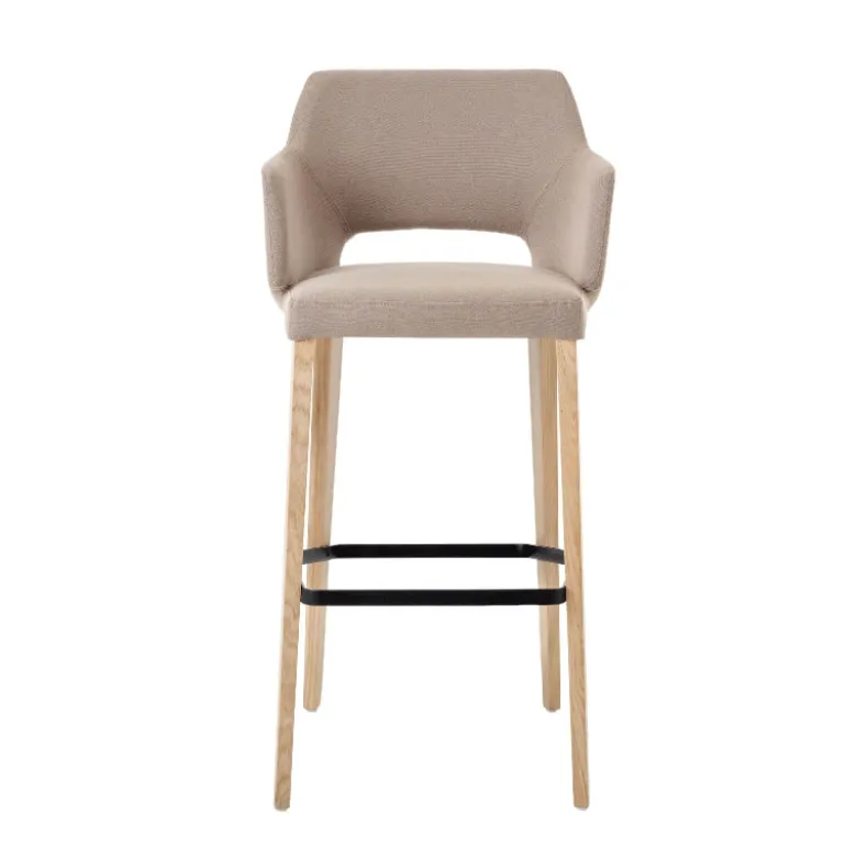 Lena Mobitec ® Tabouret de bar en tissu avec accoudoirs et pieds en bois
