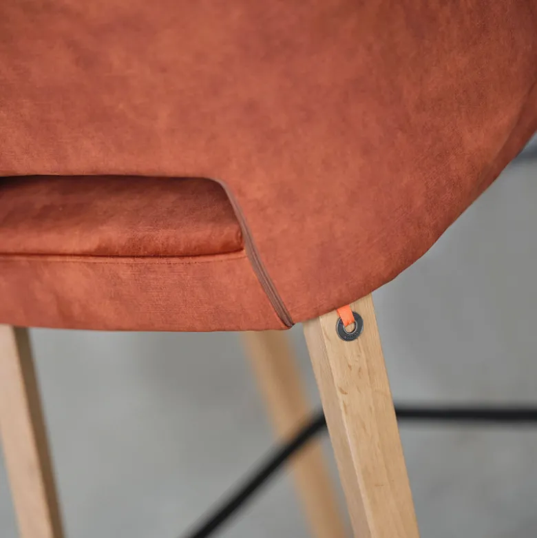 Lena Mobitec ® Tabouret snack en tissu avec accoudoirs et pieds en bois