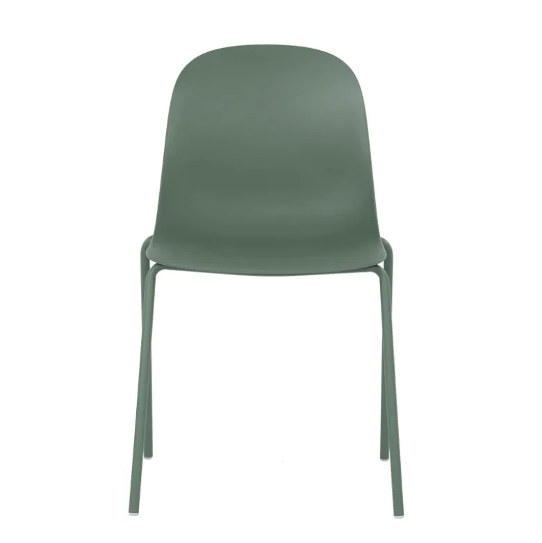 LilyChaise coque moderne empilable en polypropylène avec pieds en métal