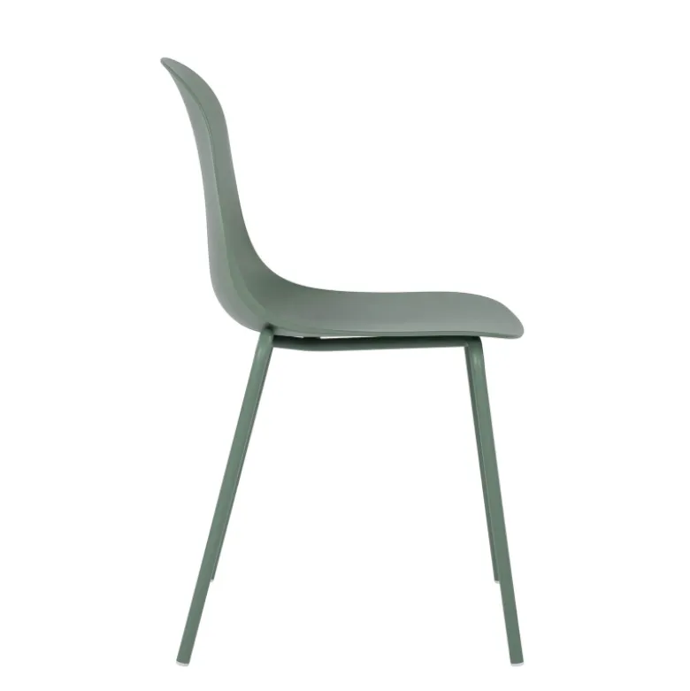LilyChaise coque moderne empilable en polypropylène avec pieds en métal