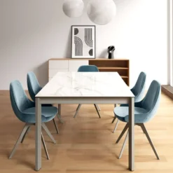 Lotus Table extensible en Dekton avec pieds en métal