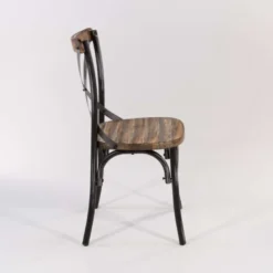 MadieChaise bistrot vintage en bois et métal noir patiné