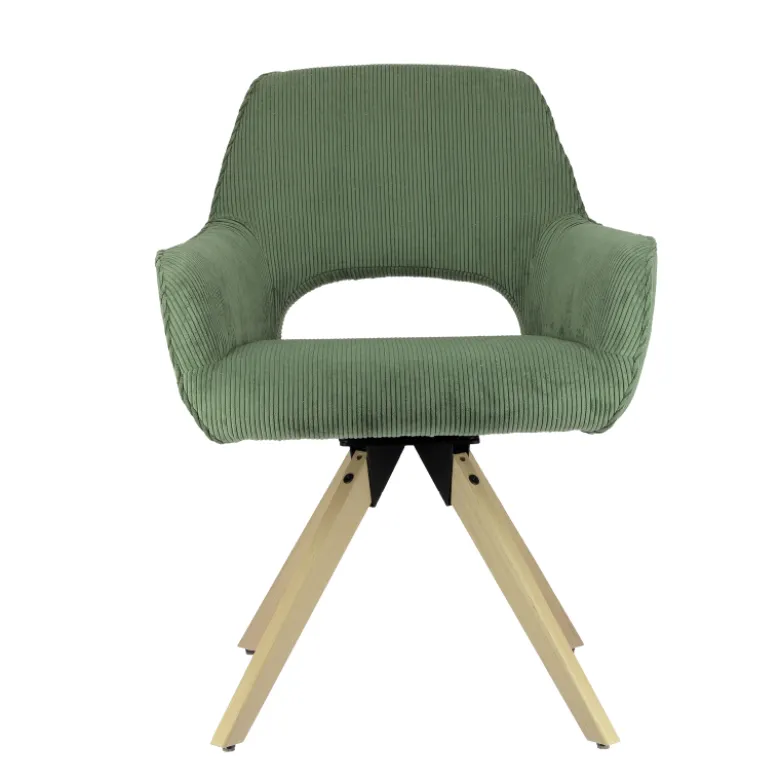 Marius Fauteuil cocooning pivotant en tissu avec pieds bois