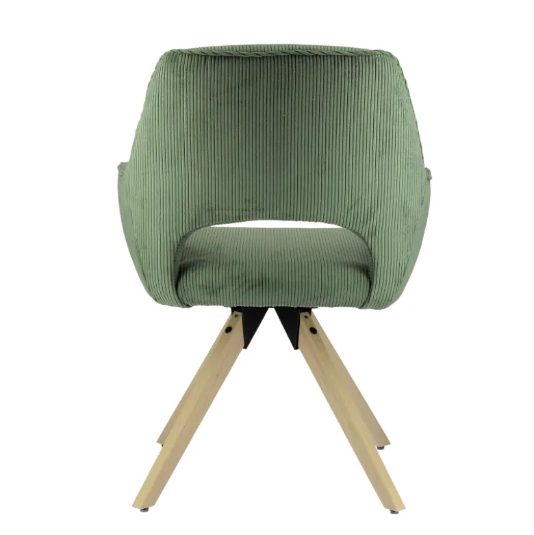 Marius Fauteuil cocooning pivotant en tissu avec pieds bois