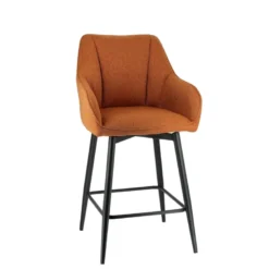 MartinTabouret snack pivotant avec accoudoirs en tissu recyclé et pieds en métal