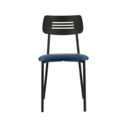 Miro 2 Chaise de cuisine en simili rembourrée avec pieds et dossier strié en métal