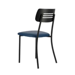 Miro 2 Chaise de cuisine en simili rembourrée avec pieds et dossier strié en métal