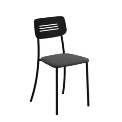 Miro 2 Chaise de cuisine en simili rembourrée avec pieds et dossier strié en métal