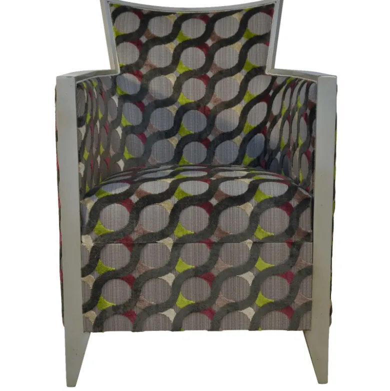 Nathan Fauteuil art déco fabriqué en France en tissu et bois massif