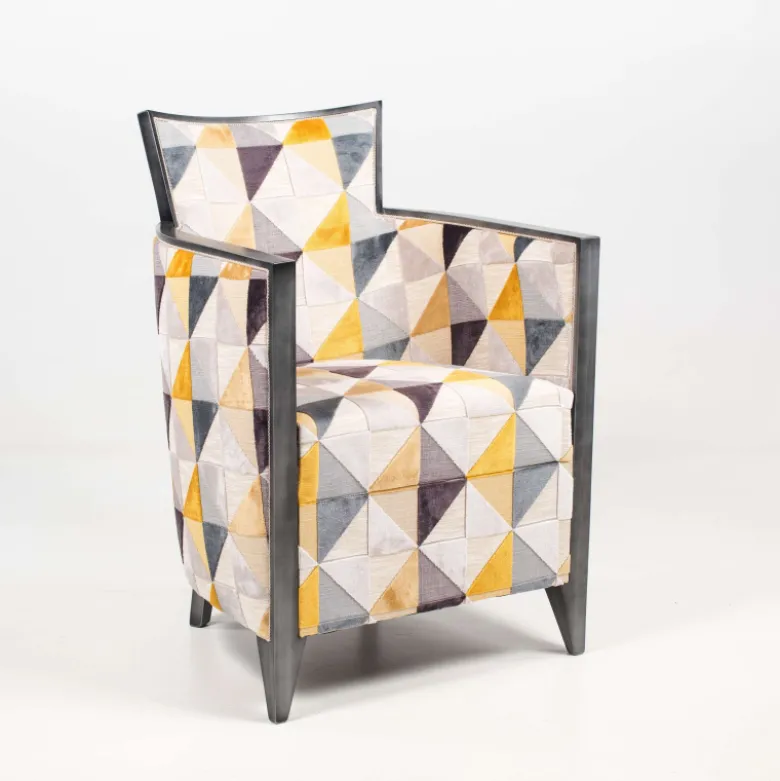 Nathan Fauteuil art déco fabriqué en France en tissu et bois massif