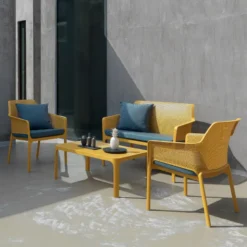 Net Table basse de jardin moderne avec plateau micro perforé 100 x 60 cm