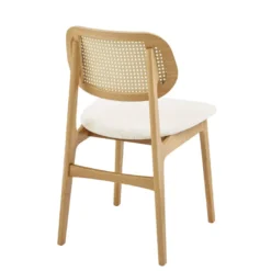 NinaChaise en bois avec dossier en cannage et assise tissu