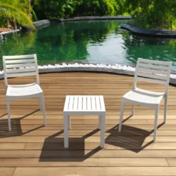 Ocean Side Table basse d’appoint carrée en résine pour jardin