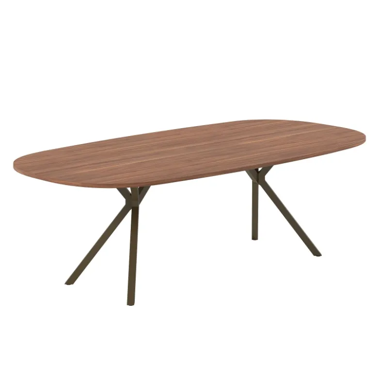 Onyx Table rectangulaire en stratifié avec bords arrondis et pieds en métal