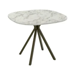 Onyx Table snack carrée avec bords arrondis en stratifié et pieds en métal