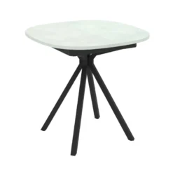 Onyx Table snack carrée avec bords arrondis en stratifié et pieds en métal