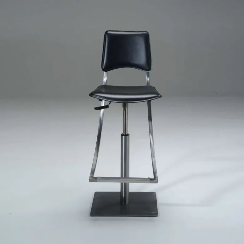 Ophélie Carrier® Tabouret réglable en métal et croûte de cuir