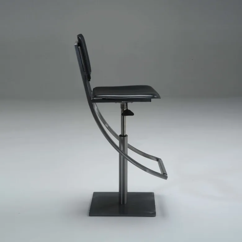 Ophélie Carrier® Tabouret réglable en métal et croûte de cuir