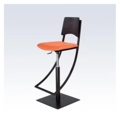 Ophélie Carrier® Tabouret réglable en métal et synthétique dossier bois wengé