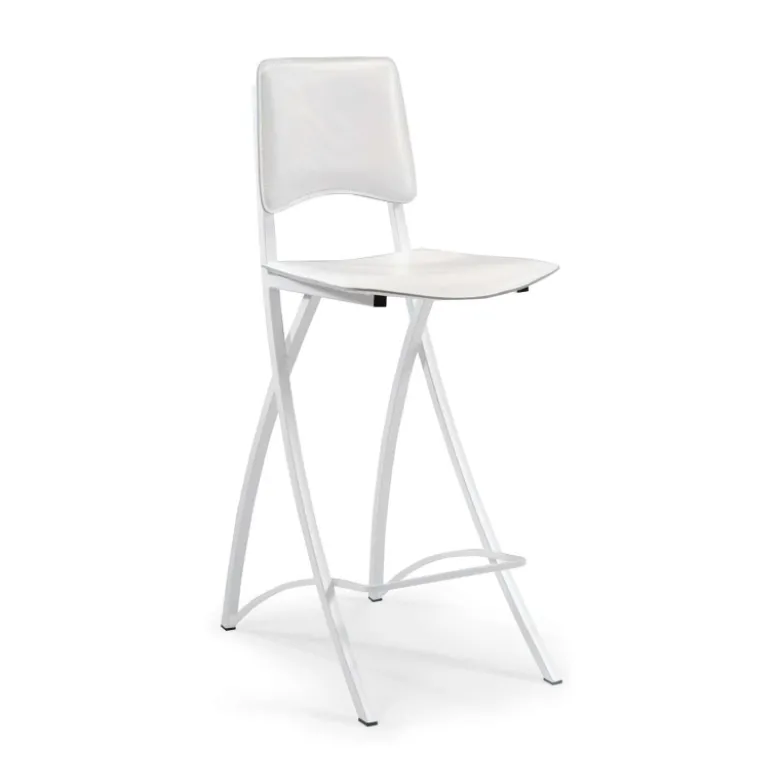 Ophélie Carrier® Tabouret snack de fabrication française en métal et croûte de cuir