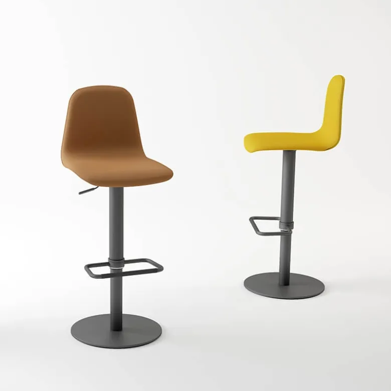 Orange Tabouret réglable en synthétique avec repose