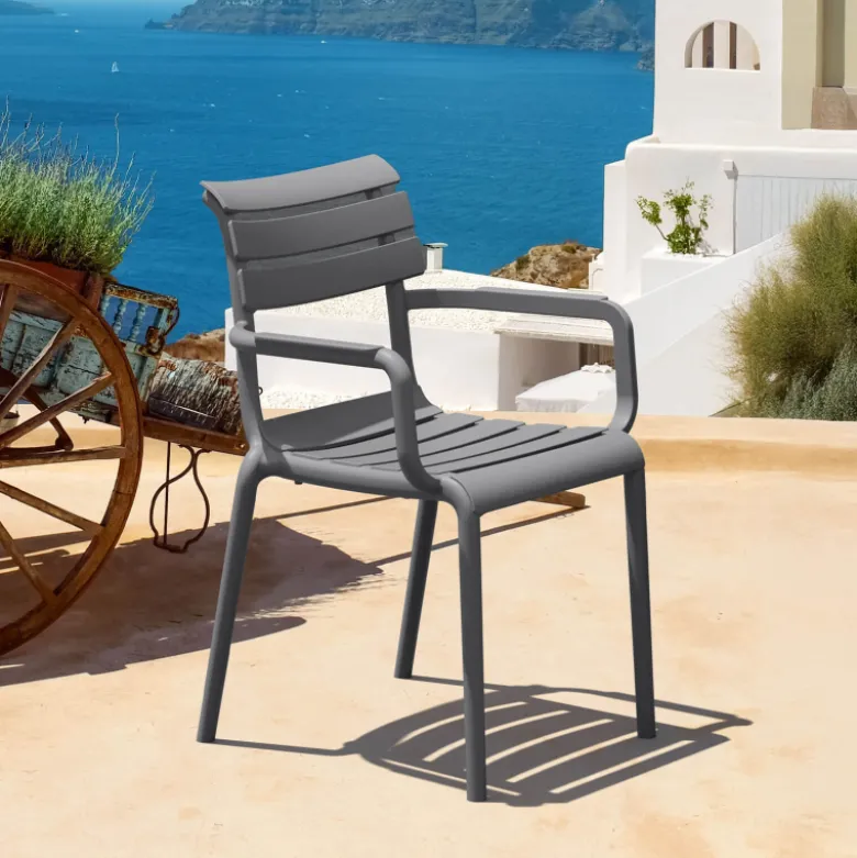 Paris Fauteuil de jardin empilable en polypropylène avec accoudoirs