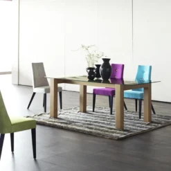 Park Chaise contemporaine en tissu et pieds bois