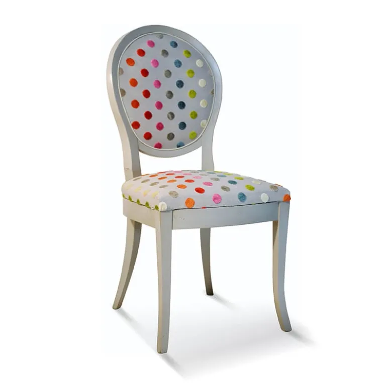 Pauline Chaise médaillon en bois massif et tissu fabrication française