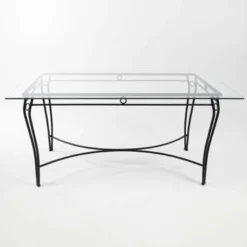 Pisa Table d'extérieur provençale en verre trempé et acier