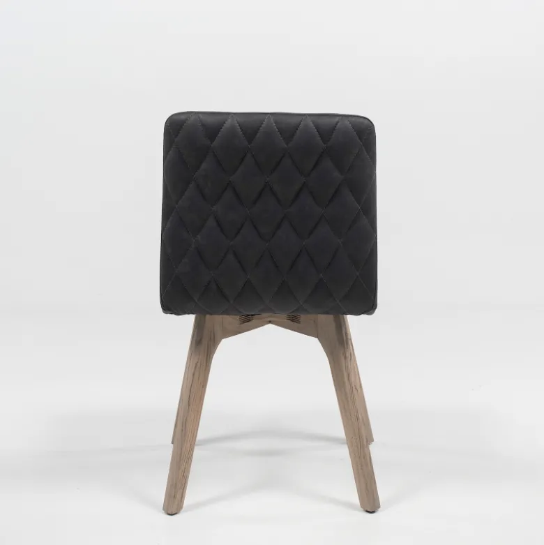 Plaza diamant Chaise de séjour scandinave matelassée en synthétique et bois