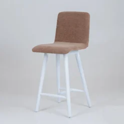 Plaza diamant Tabouret snack avec dos matelassé en tissu et pieds en bois