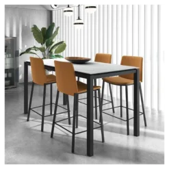 Primera Tabouret snack belge rembourré en simili et pieds en métal