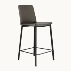 Primera Tabouret snack belge rembourré en simili et pieds en métal