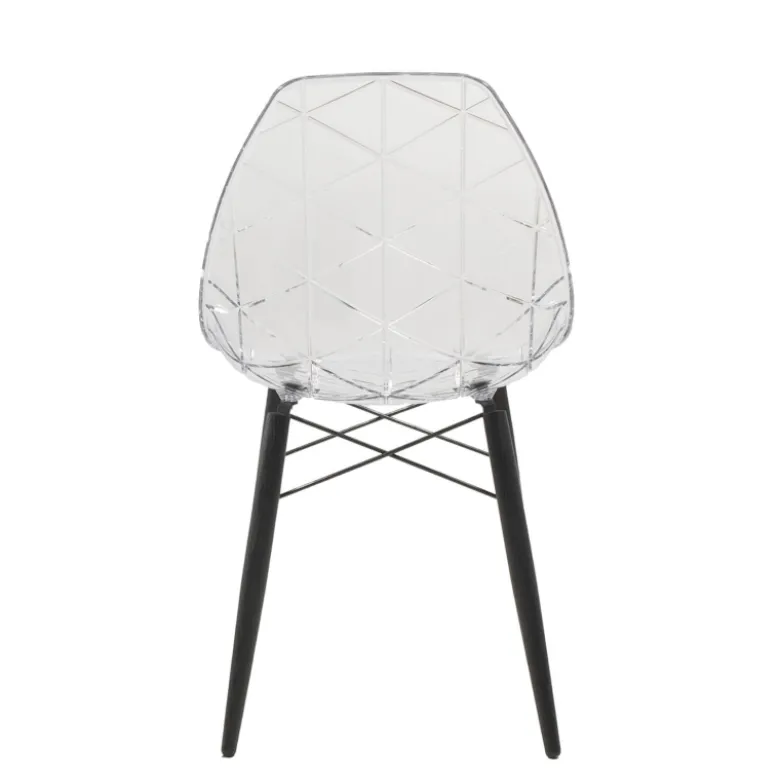 Prisma Chaise scandinave transparente avec pieds en bois