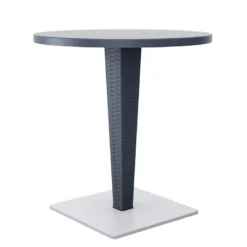 Riva Table de jardin ronde en résine tressée et plateau werzalit