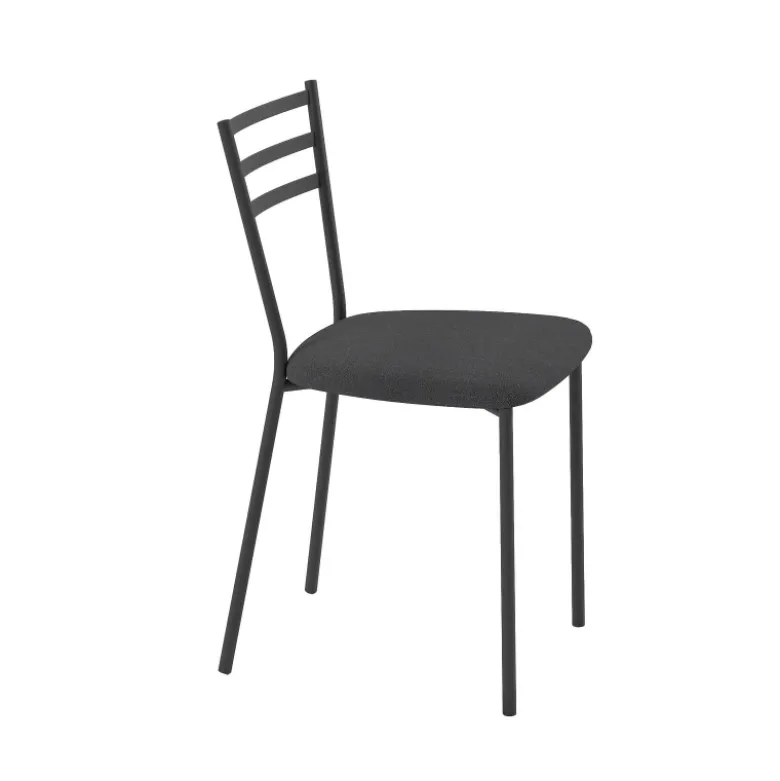 Romy Chaise de cuisine avec assise rembourrée en simili et dossier en métal