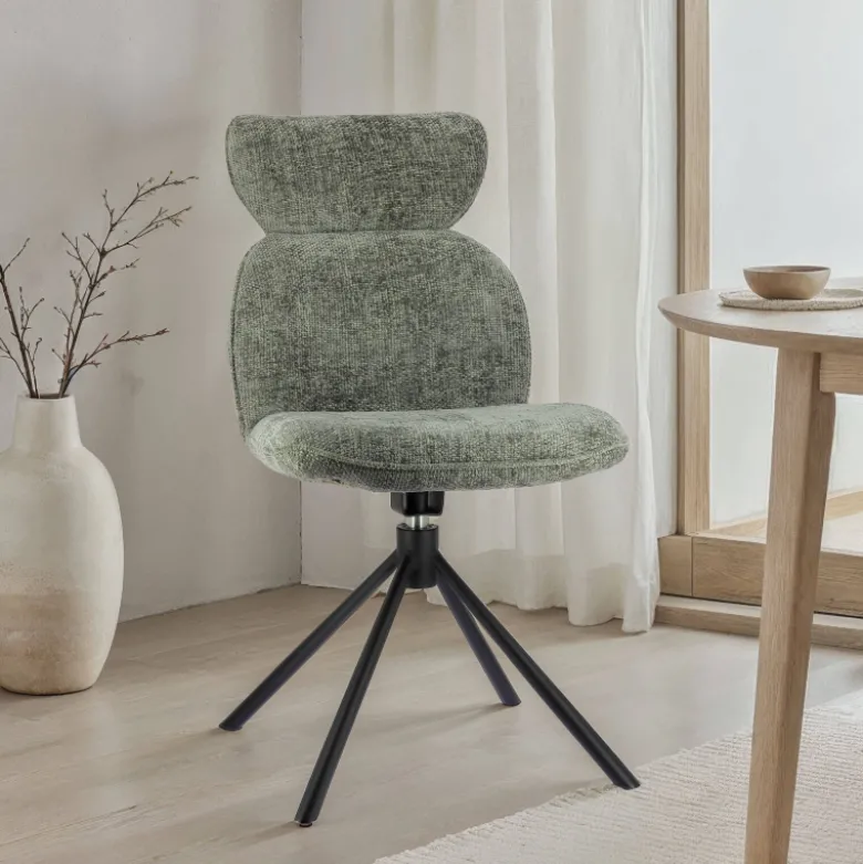 RosaChaise pivotante en tissu avec pieds en métal