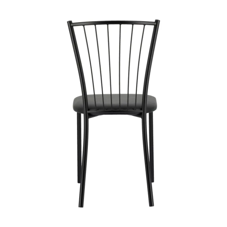 Roxane Chaise de cuisine noire en métal avec assise en simili rembourrée