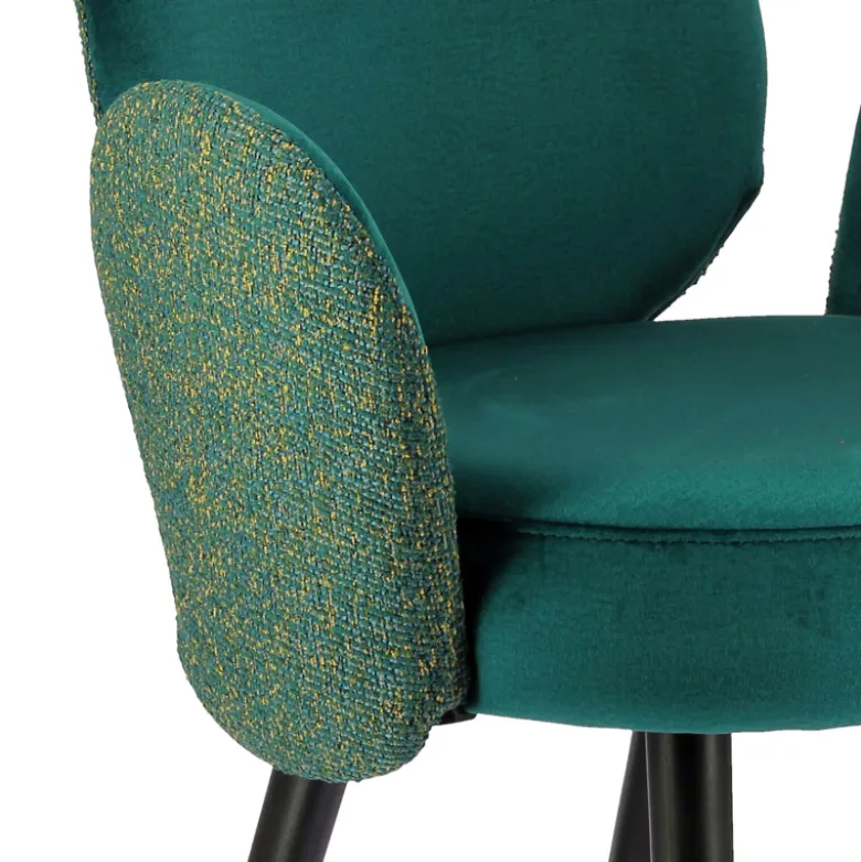 Severus Fauteuil cosy bicolore en tissu et pieds bois