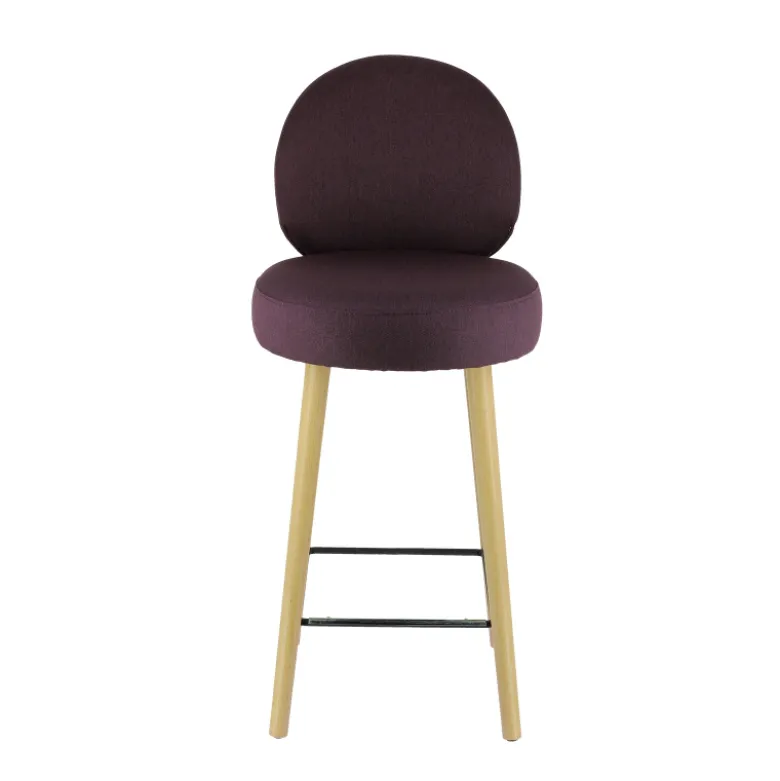 Severus Tabouret snack cosy en tissu avec pieds en bois