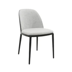 SimoneChaise bimatière en tissu dossier bois avec pieds en métal