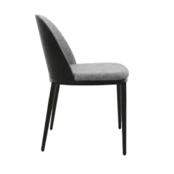 SimoneChaise bimatière en tissu dossier bois avec pieds en métal