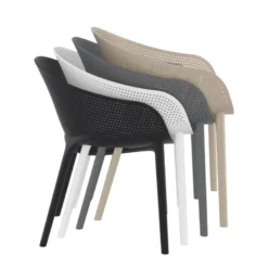 Sky Pro Fauteuil de jardin moderne empilable coque microperforée en polypropylène
