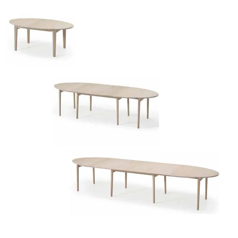 SM78 Table de salle à manger ovale scandinave en bois avec allonges