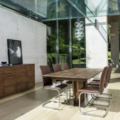SM39 Table en bois moderne extensible avec pied central