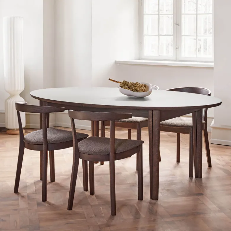 SM78 Table ovale extensible en Fenix et pieds en bois
