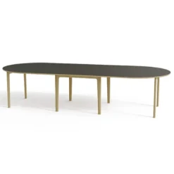 SM112 Table ronde extensible en stratifié et pieds bois conçue au Danemark