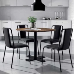 Spinner Table ronde pour cuisine en stratifié avec pied central