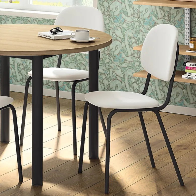STR5 Chaise de cuisine en simili et métal